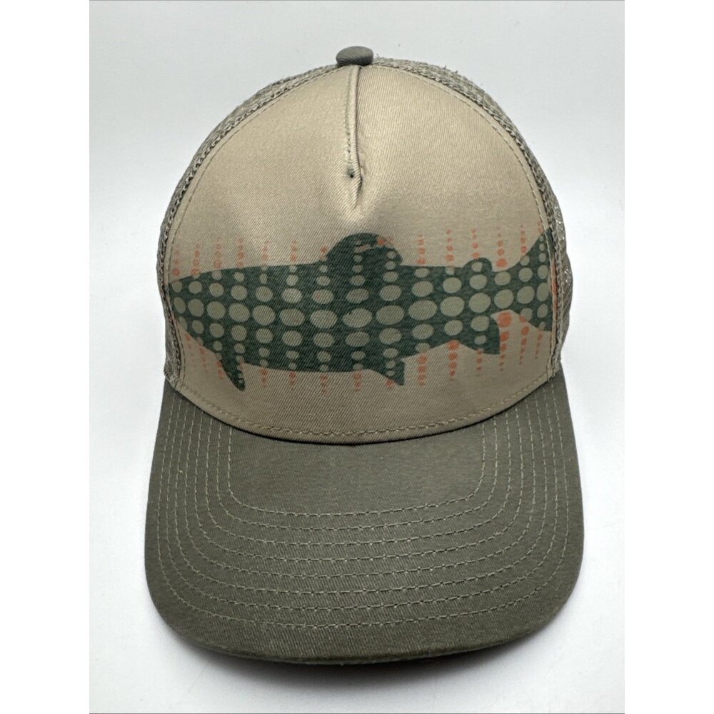 Pistil Hat Cap Trucker Mesh SnapBack Fish Theme Olive Green GR58